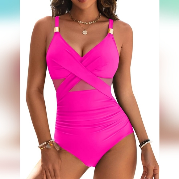 Blooming Jelly Other - Pink Women's One Piece Mesh Swimsuit